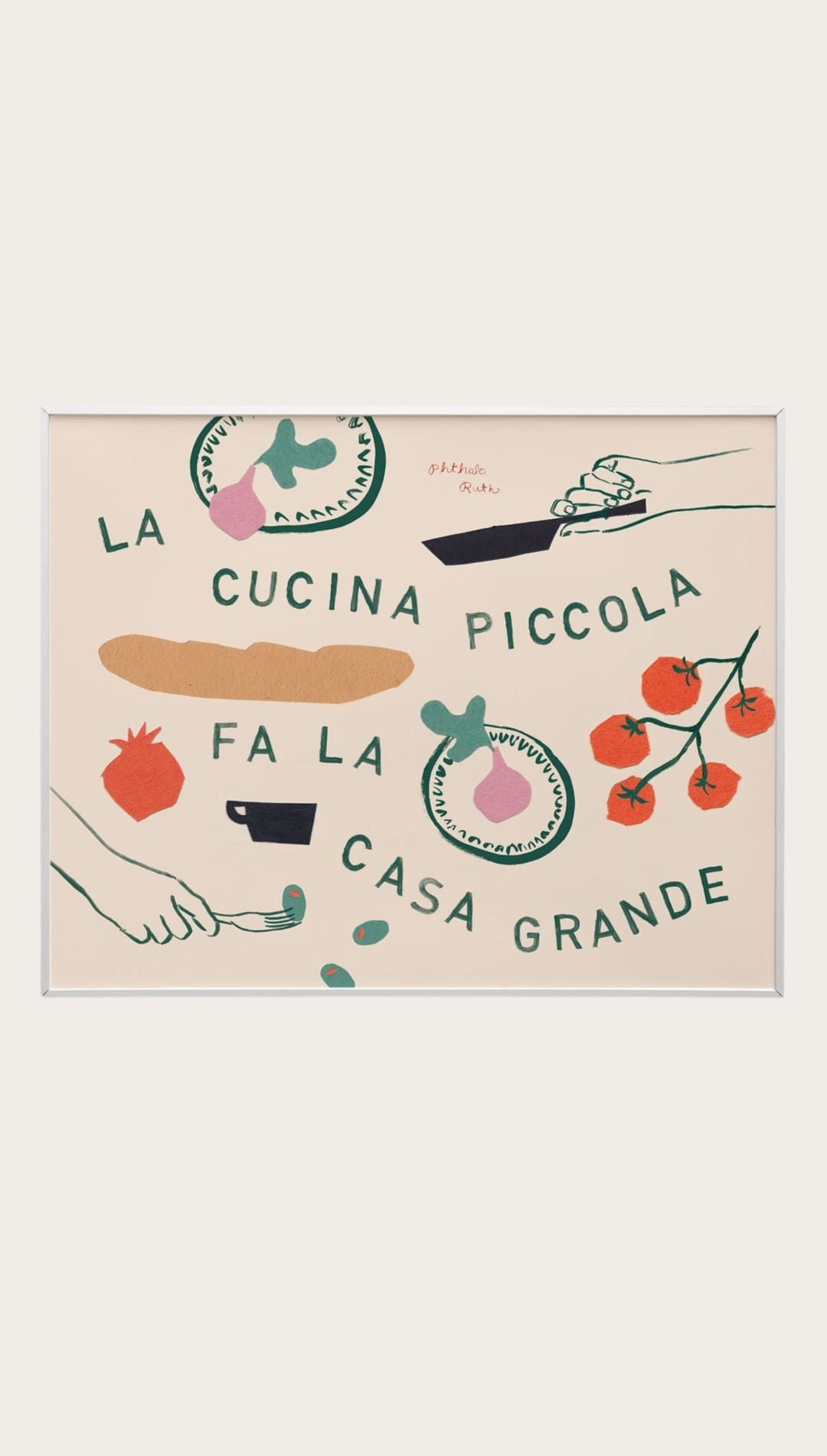 Colorful kitchen-themed art print.