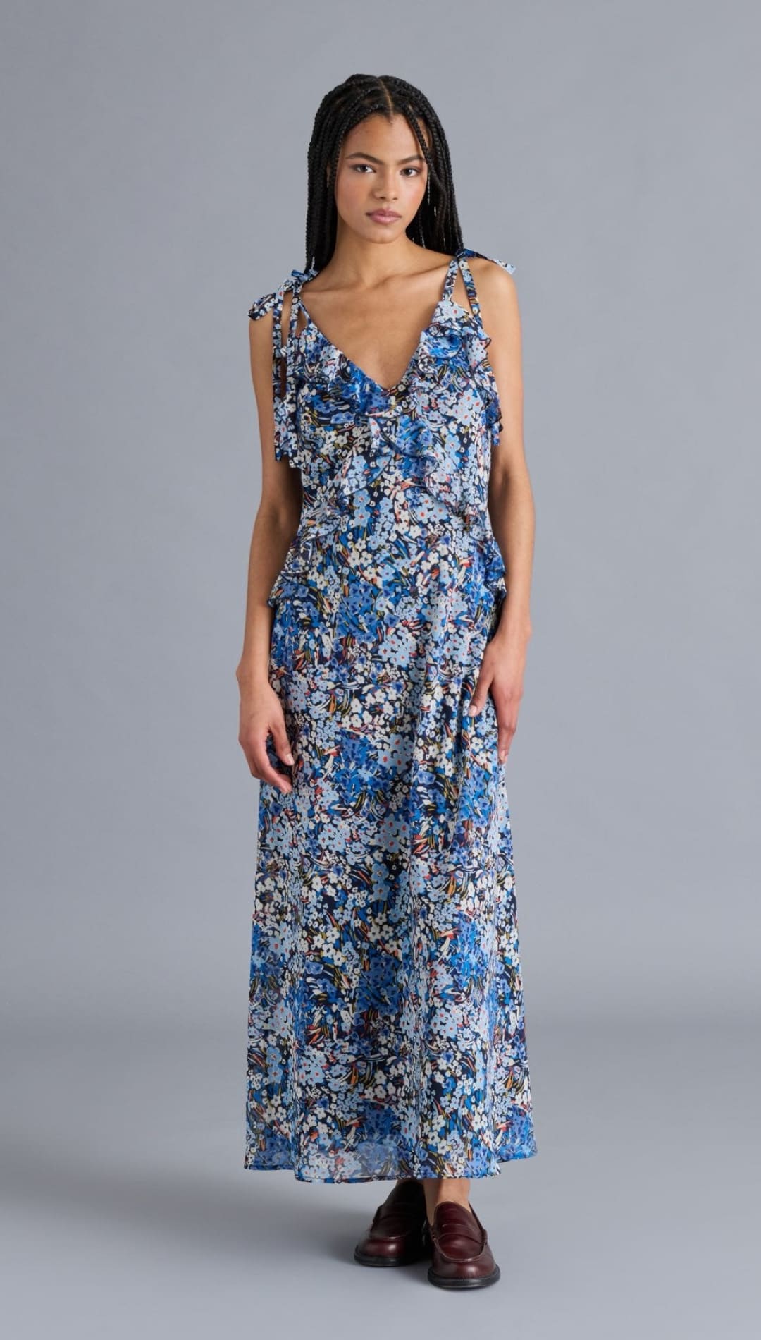 Floral print maxi dress.