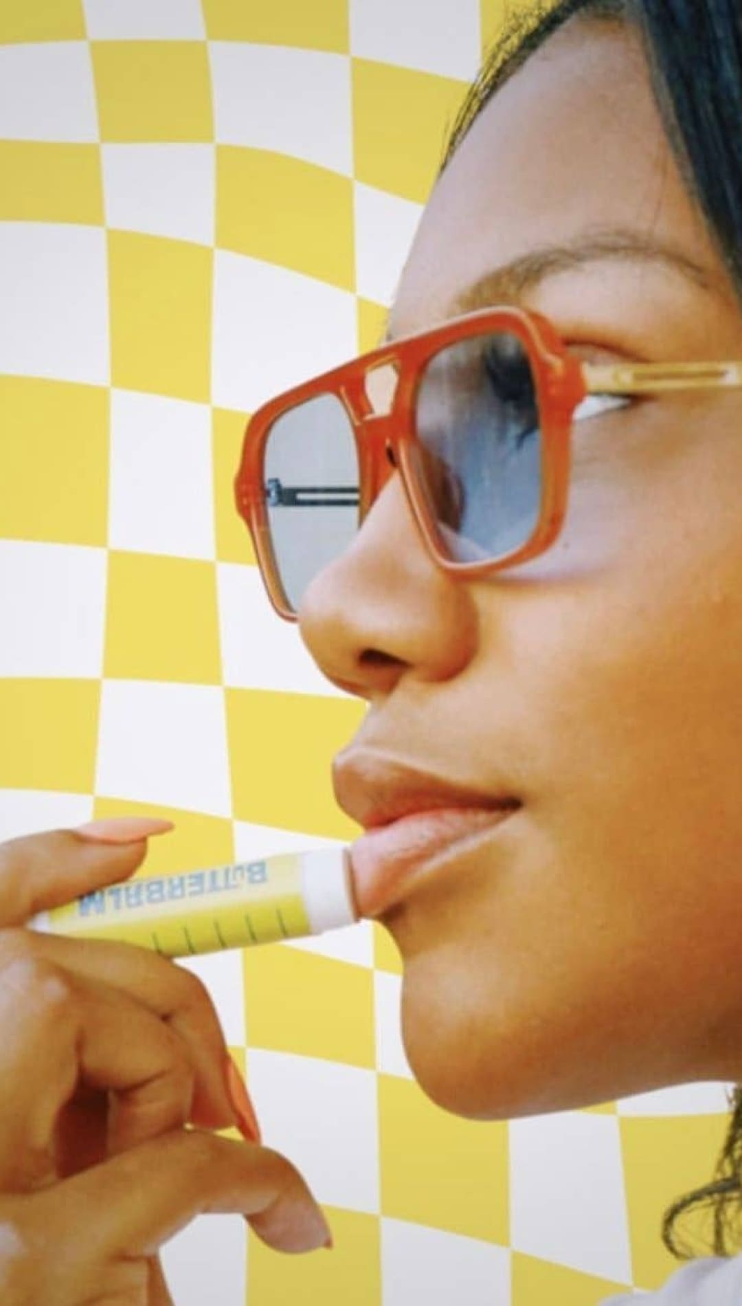 Lip balm application.