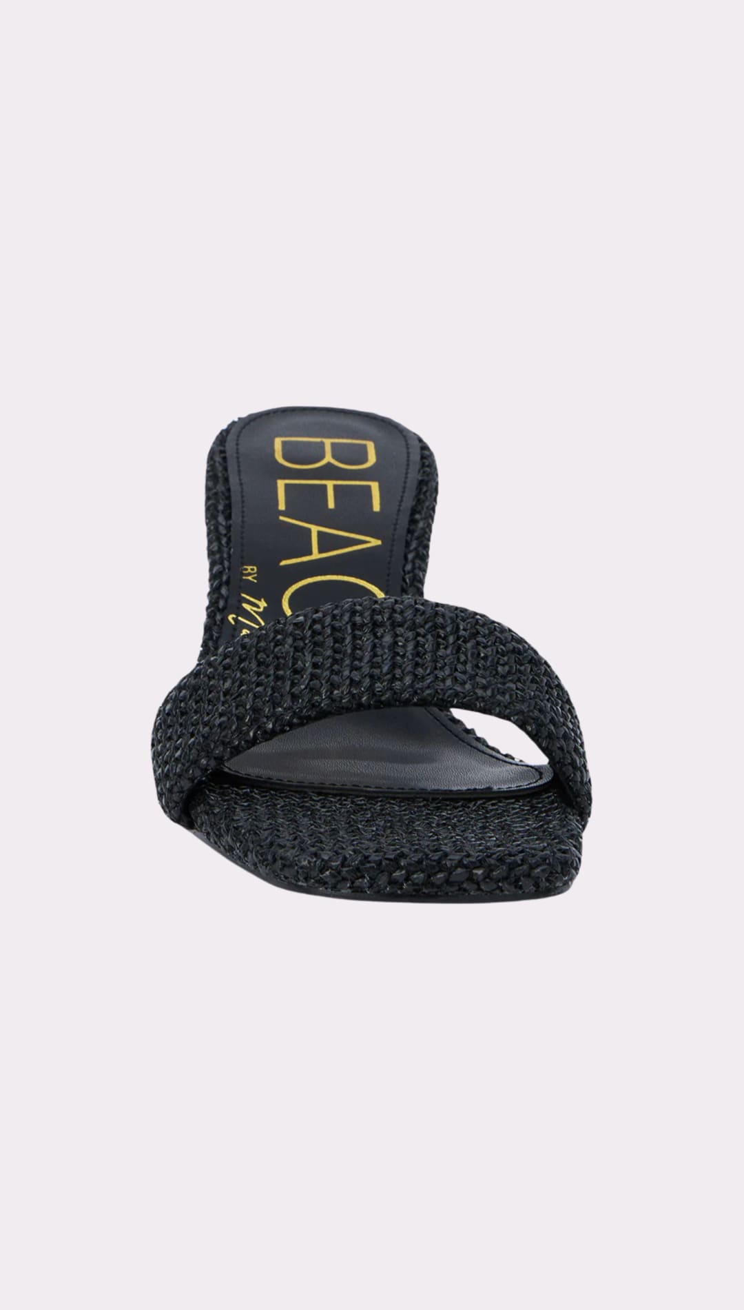 Black woven sandal.
