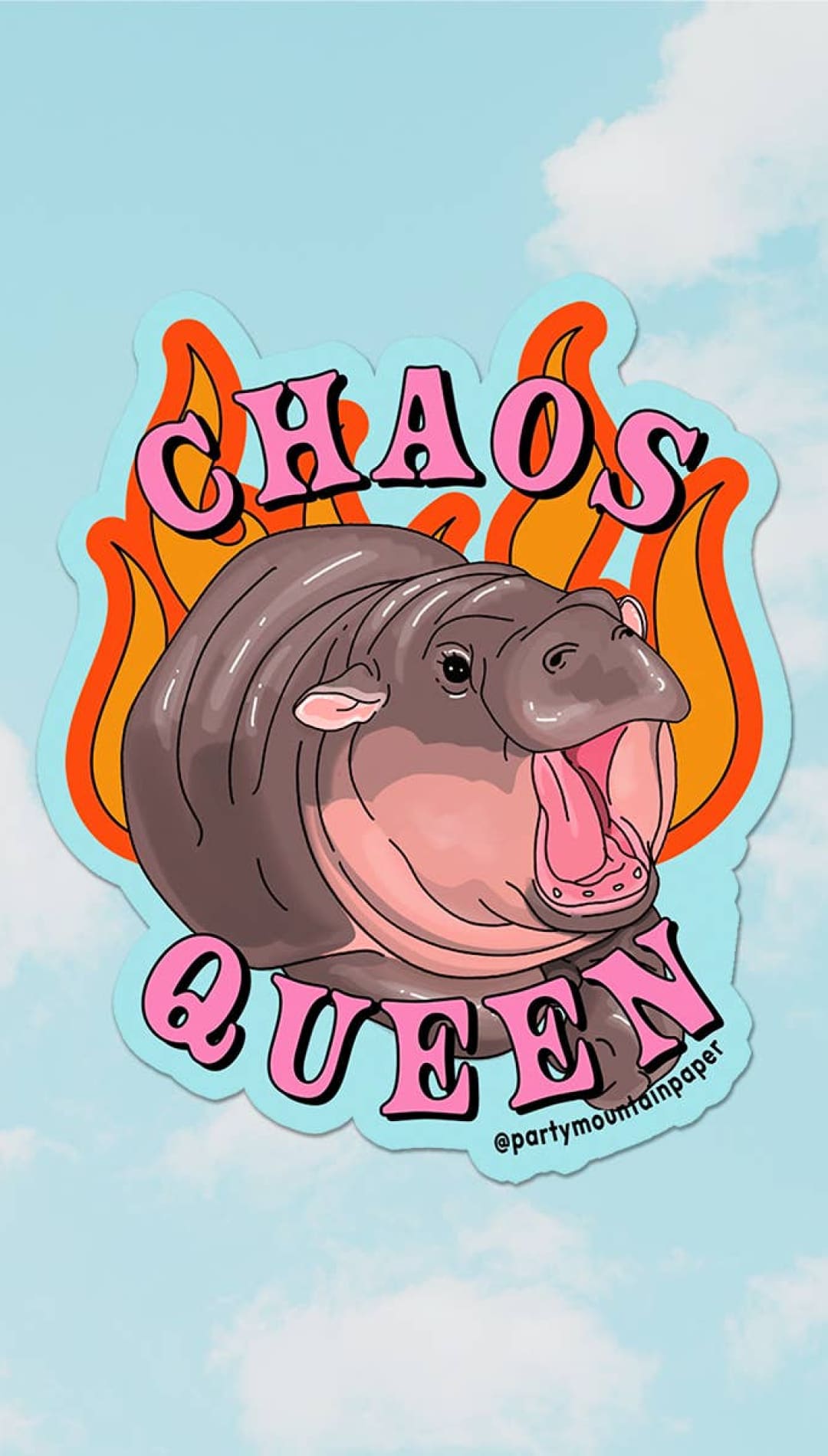 Hippo ’Chaos Queen’ sticker.
