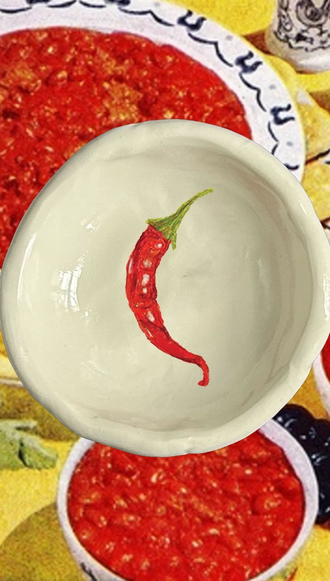 Red chili pepper bowl.
