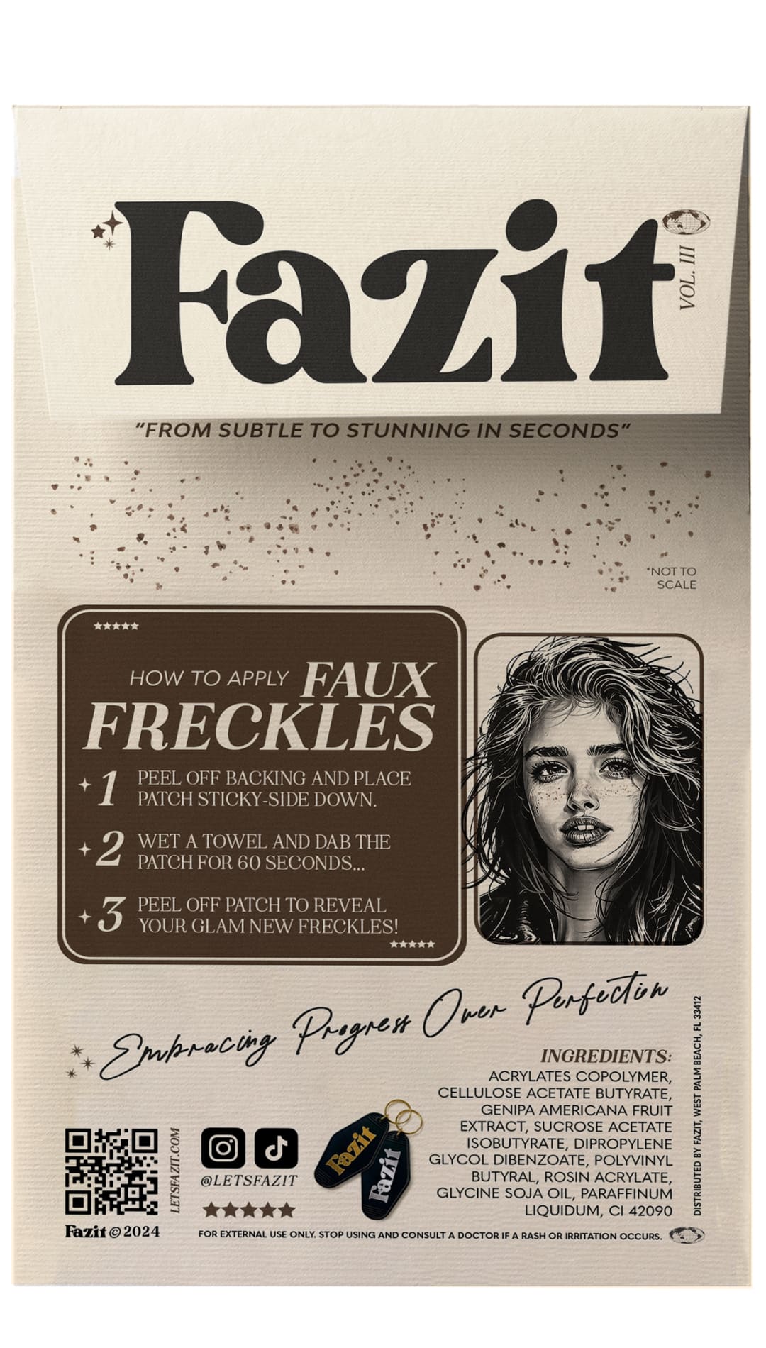 Faux freckles application instructions.