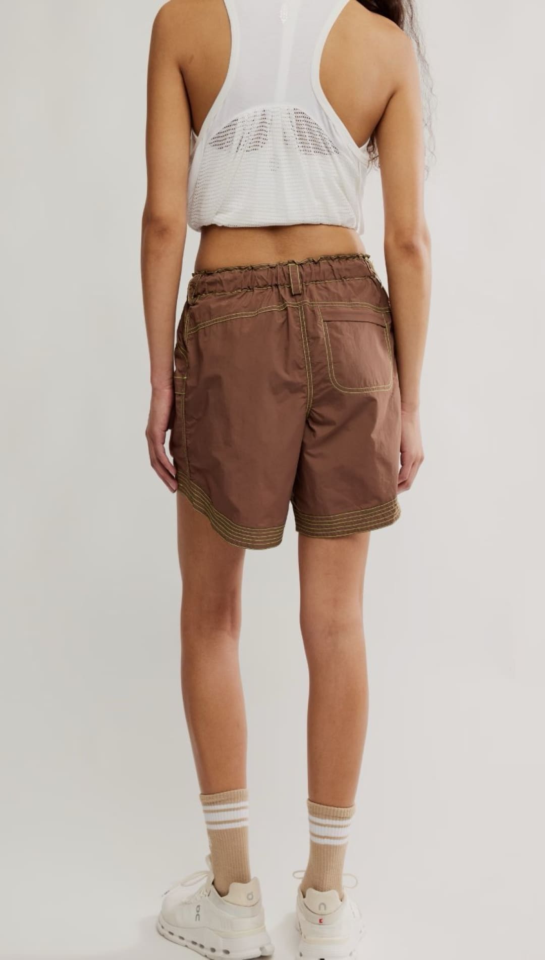 Brown utility shorts.
