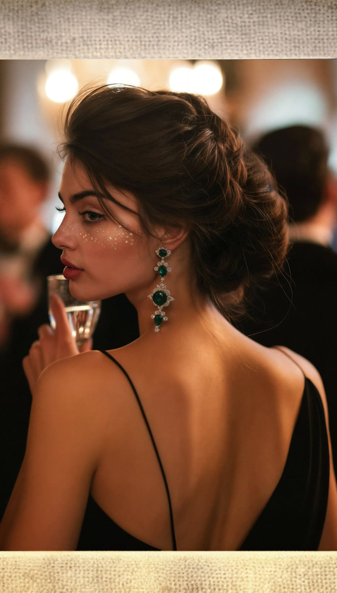 Elegant woman in black dress.