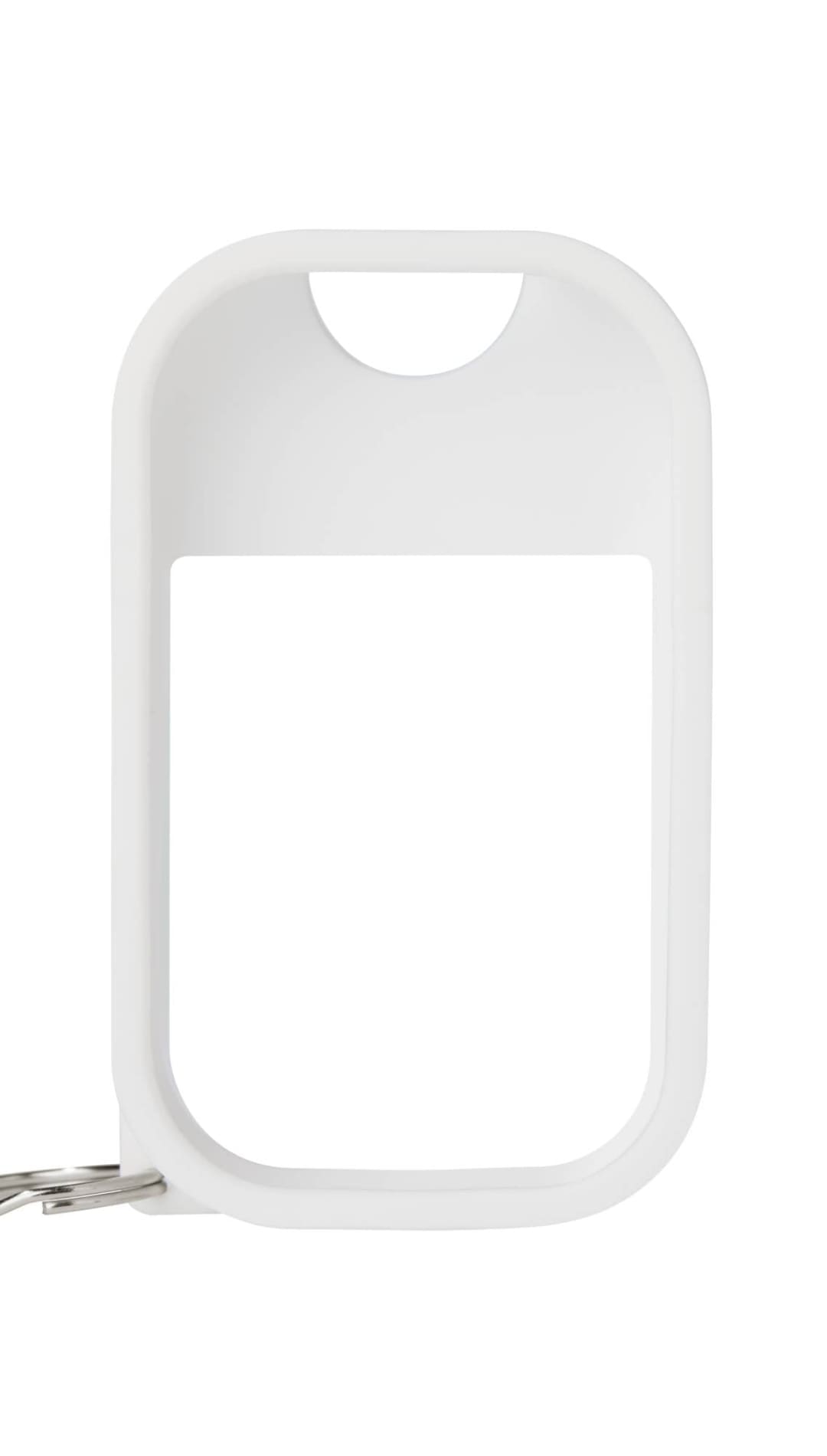 White silicone keychain with a small loop and zipper closure.