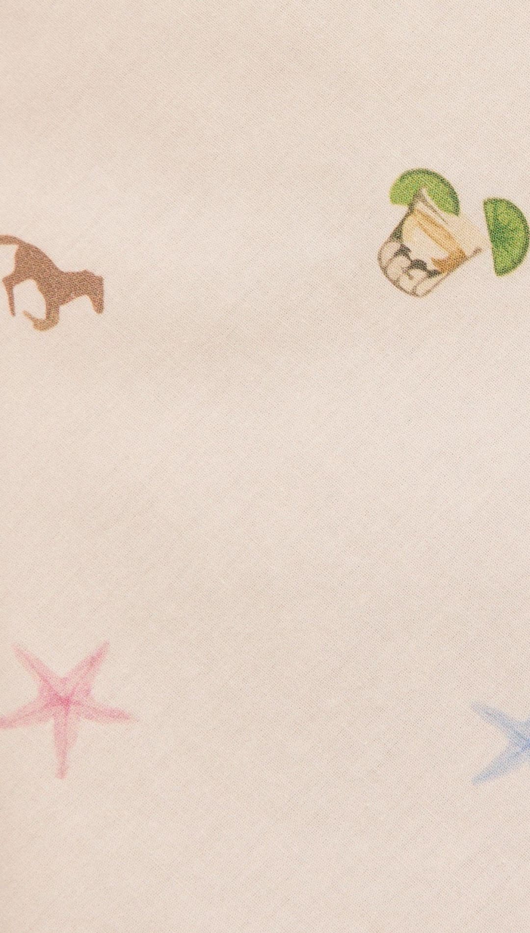 Whimsical patterned fabric.