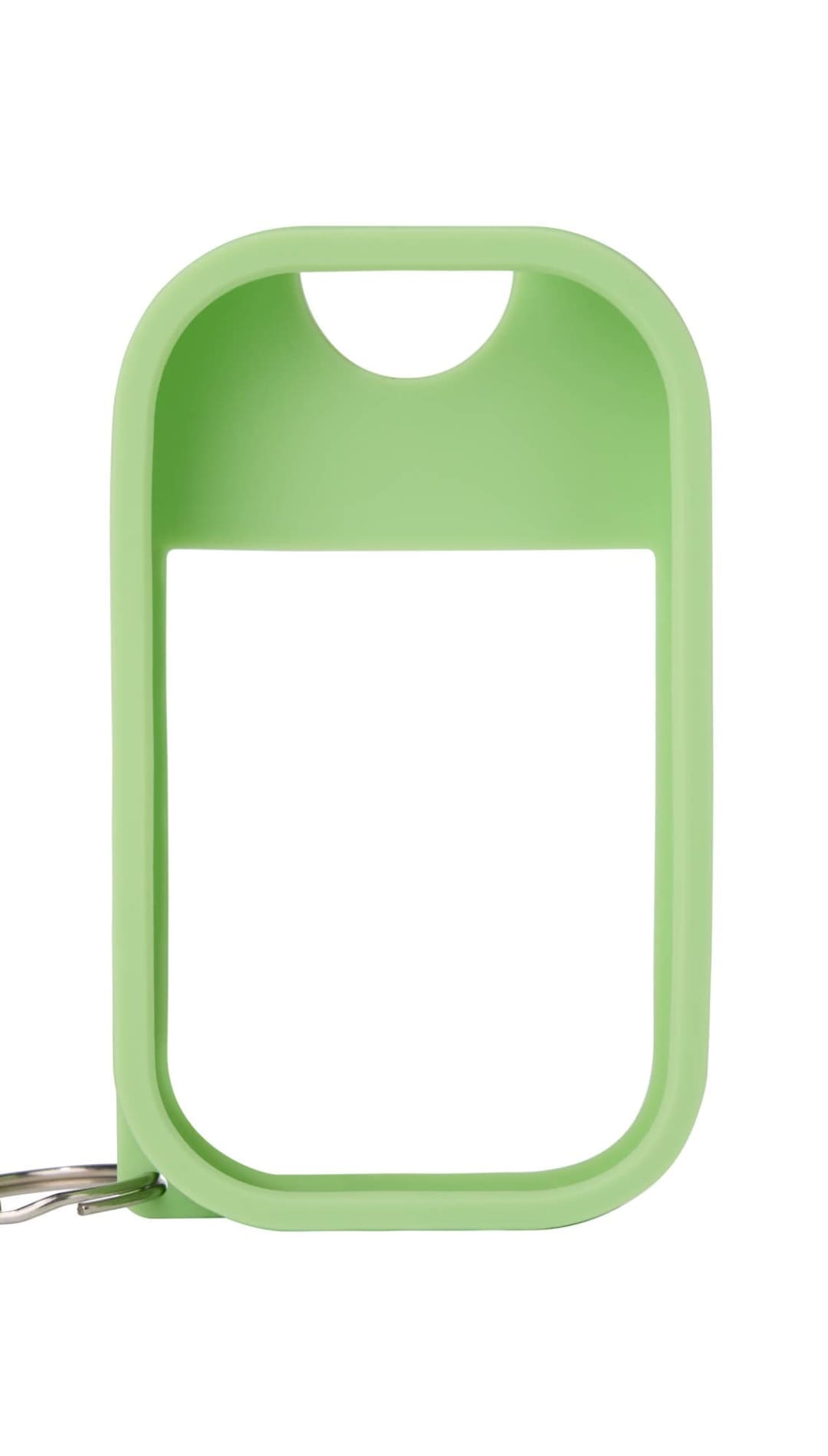 Lime green silicone keychain holder with a hook and loop closure.