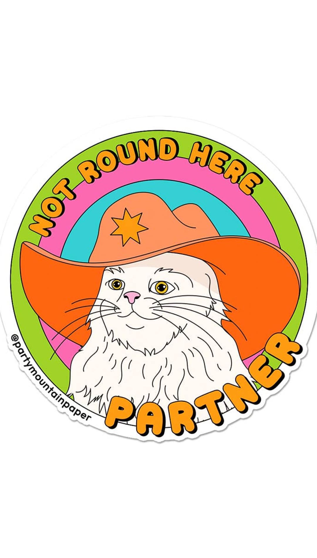 Cat sticker with cowboy hat.