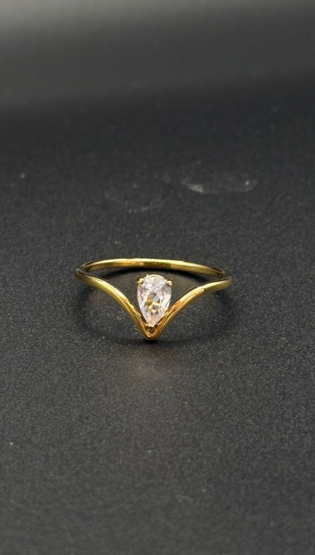 Pear Shaped Ring - Clear - 260 Jewelry