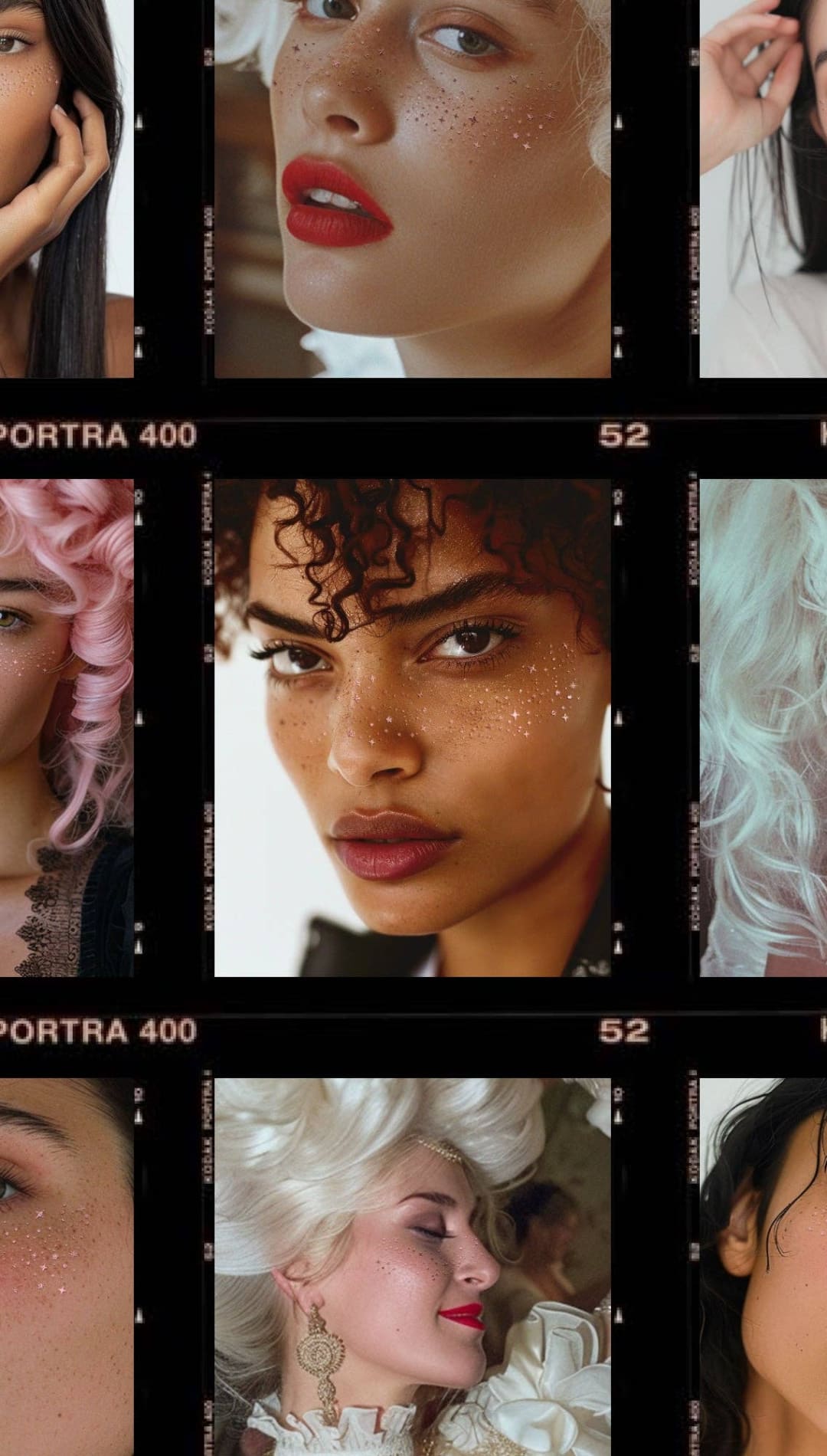 Nine portraits of women.