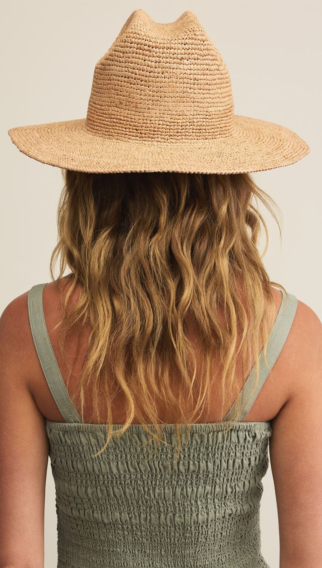 Woven straw sun hat.